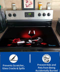 Extra Thick Stove Top Cover For Electric Stoves, Natural Rubber Glass Top Protector with rose print on counter