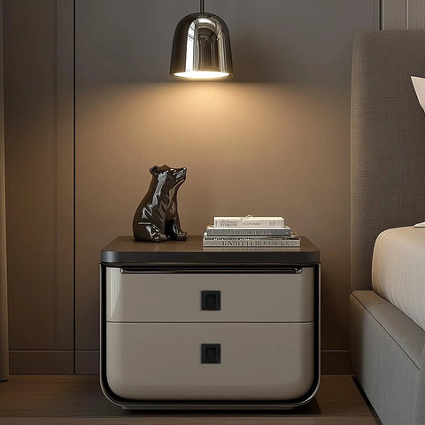 Run Your Closet Setup Like A Boss With These Four Pack Heavy Duty Recessed Square Finger Pulls Sleek Flat Handles For Barn Doors Real Deal Durability Matte Black on a modern nightstand with decorative lamp.