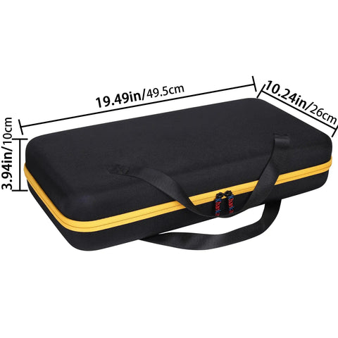 Hard Case For 20V Max Cordless Grease Gun DCGG571M1 DCGG571B Case Only, black with yellow zipper, dimensions shown