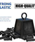 Thirty Pack Chair Foot Pads Packing A Sweet Snug Fit And Heavy Duty Non Marking Treads To Keep Floors Completely Scratch Free While Making Swivel Office Chairs Glide Like Silk Across Desks Or School Rooms Daily, featuring durable black plastic pads.