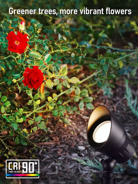 Low Voltage LED Landscape Spotlight 5W 12V Pack Of Four With CRI90 Aluminum Oil Rubbed Bronze Outdoor Pathway Lights IP65 Waterproof 3000K Warm White ETL Listed 45 Degree Beam For Garden And Exterior Accent