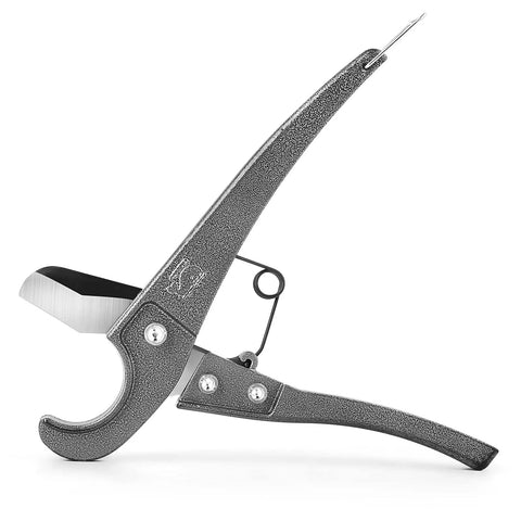 Single Stroke Pneumatic Plastic Pipe And Tubing Cutter For 1/8 Inch To 1-5/8 Inch Lines With A Manganese Steel Blade Spring Loaded Handle For Quick Clean No Fuss Cuts On PVC CPVC PEX PP And PE Tubing