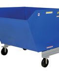 Built Tough Steel Tilting Hopper Forklift Skips Debris And Trash Two Thousand Pound Load Capacity One Point Five Cubic Yards, blue steel skip.