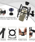 For Creators Microphone Shock Mount With Anti Vibration Suspension For MXL 770 990 R77 Tempo V67G 2006 R144 Mics Black