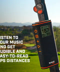 Wingman View Golf Speaker With GPS Yardage And Hazard Alerts On Course LCD Screen Remote Control Magnetic Cart Mount Audible Distances