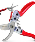 Workhorse Pruning Shears With Stainless SK5 Steel Blades Bypass Garden Shears Straight Tip Florist Scissors Hand Pruners Garden Clippers Heavy Duty Gardening Tools Set Red with non-slip handles
