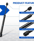 Close-up of Heavy Duty 14 Inch Gas Struts 24 Lbs Lift Supports Replacement Shocks, showcasing nylon ball socket and steel body.