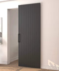 Concealed Sliding Barn Door With Slick Soft Close Hardware Kit Black Hidden Door For Interior Use 32x86 Inches Waterproof