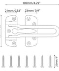 Heavy Duty Swing Bar Door Lock for front and interior doors dimensions and screws shown