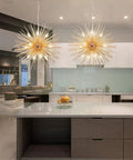 Dope Gold Sputnik Chandelier Light Fixture With 12 E12 Holders, Modern Aluminum Firework Style Ceiling Pendant for Kitchen