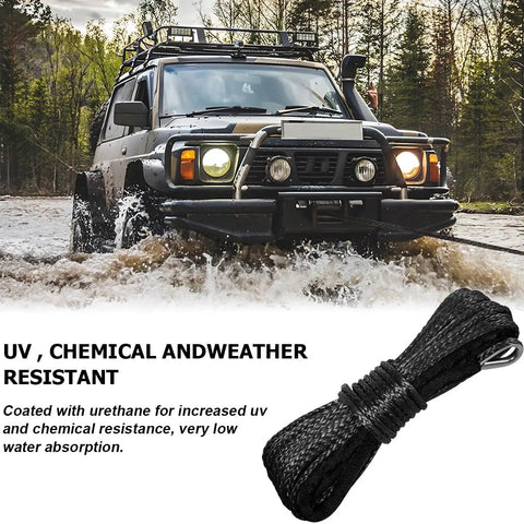 Off Road Ready Synthetic Winch Rope Kit One Quarter Inch By Fifty Feet 10000 Lbs Towing Strength Heavy Duty Vehicle Winch Cable With Protective Sleeve And Thimble Automotive Accessory For ATV UTV Black with SUV in water