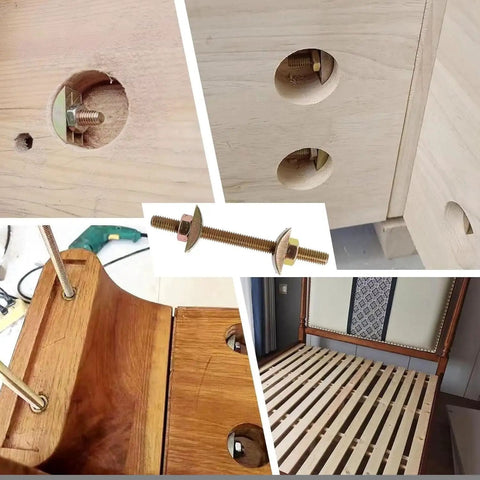 Rock Solid Hold Alloy Steel Miter Bolts For Butcher Block Furniture And Wooden Tables, 5/16 Inch By 3-1/2 Inch hidden in wood.