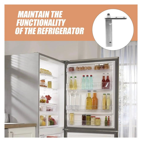 Refrigerator with Concealed Cabinet Door Hinge One Piece Silver For Fridge And Freezer Replacement Must Have Adjustable Smooth Operation Easy Install Durable Kitchen Cabinet Hinge For Home Use visible in the inset.