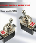 Heavy Duty SPST Rocker Toggle Switch 2 Pin On Off Latching With Leads 6A At 125VAC And 3A At 250VAC for Car Truck Boat Marine