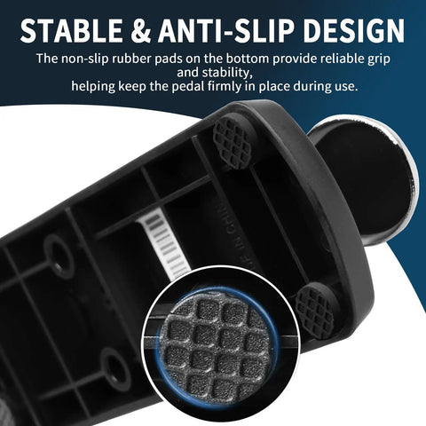 Close-up of rubber pads on Universal Metal Sustain Pedal For Keyboard And Piano With Polarity Switch 5ft Cable, anti-slip design.