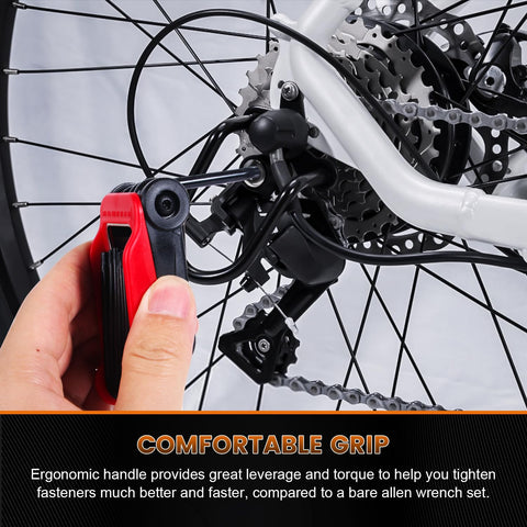 Using 12 Pack Tamper Proof Star Torx Key Set With Folding Design T6 To T40 Chrome Vanadium Security Keys on bike