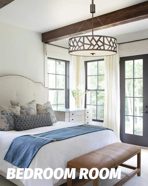 Go To Farmhouse Drum Pendant Light 3 Light Chandelier 18 Inch Adjustable Hanging Fixture In Oil Rubbed Bronze in bedroom