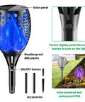 Outdoor RGB Solar Flame Lights 4 Pack With Seven Color Flickering Fire Effect, Waterproof Patio And Garden Lanterns close-up