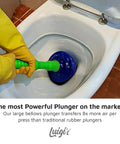 Using Water Powered Heavy Duty Toilet Plunger With Bellows Design Slim Targeted Nozzle in a white toilet bowl.