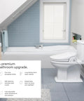 Premium Electric Bidet Seat For Elongated Toilets Featuring Heated Seat And Stainless Steel Nozzle With Warm Air Dryer Night Light And Gentle Close Lid Side Arm Control For A Hassle Free Bang For Buck Bathroom Glow Up in modern bathroom setting.