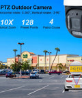 4K PTZ POE Outdoor Security Camera With 10X Optical Zoom Speed Dome AI Human And Vehicle Detection overlooking parking lot