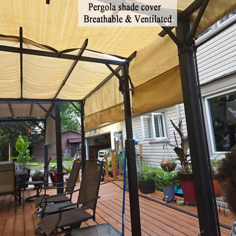 90 Percent UV Blocking Shade Cloth 12x20 Ft Pergola Shade Cover With Reinforced Grommets Privacy Screen on a patio pergola