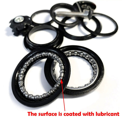 1-1/8 Inch Threadless Headset Top Cap Bearings for BMX and MTB, sealed tapered bearings, includes star nut, top view.