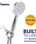 Solid Metal 3 Spray Handheld Shower Head With Long Hose And Holder Chrome Finish 2.5 GPM High Pressure with warranty