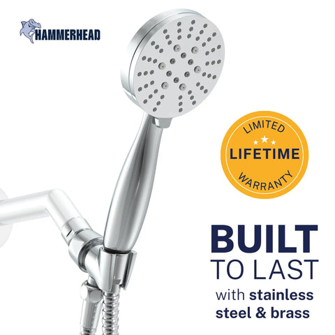 Solid Metal 3 Spray Handheld Shower Head With Long Hose And Holder Chrome Finish 2.5 GPM High Pressure with warranty
