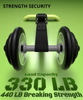 330 lb load capacity shown with cam buckle on 0.75 Inch By 48 Inch Lashing Straps With Cam Buckles, No Knots Needed, Black, 4 Pack