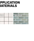 Tile and glass drill bit set, 8-piece; graphic showing tile and glass samples labeled TILE and GLASS