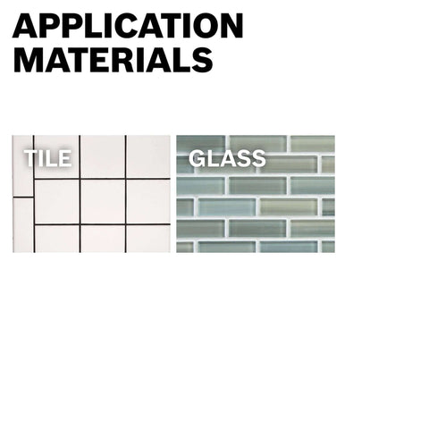 Tile and glass drill bit set, 8-piece; graphic showing tile and glass samples labeled TILE and GLASS