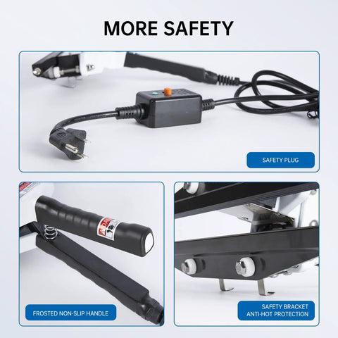 Killer Portable Handheld Heat Sealer For Mylar And Foil Bags Eight Inch Wide Jaw Super Easy Grip Fast Heat Up Sweet For Home And Travel Packing Tasks Daily with safety features including plug and non-slip handle.
