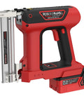 21V Cordless Nail Gun 18 Gauge Brad Nailer 2 In 1 Battery Powered Electric Nailer Kit with red and black design, showing side view.