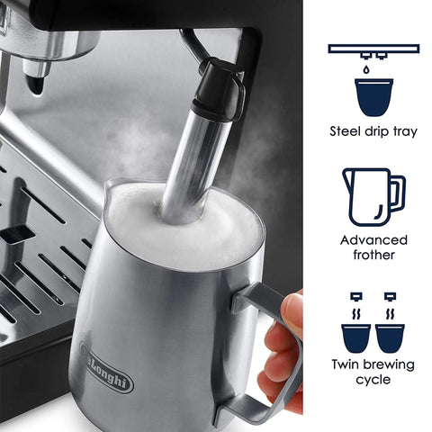 Barista Grade 15 Bar Espresso Machine With Milk Frother And Temperature Control for Home Coffee Nerds Compact Brewer in use