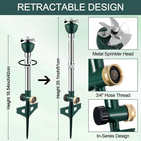 Dual Pack Garden Lawn Sprinklers For Yard Big Coverage Tall Above Ground Metal Water Sprinkler System With Brass Impact Nozzles