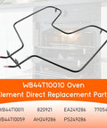 Top Notch Oven Element Replacement WB44T10010 For GE Spectra And Kenmore Ovens, Bottom Heating Element displayed in front of oven