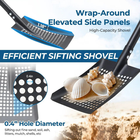 61 Inch Heavy Duty Sifter Shovel For Chicken Coops And Garden Soil Cleanup Adjustable Durable Metal With Deep Sides