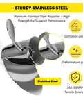 Stainless Steel Outboard Boat Propeller 14.25 Inch Diameter 21 Pitch 3 Blade Right Hand Rotation Fits Mercury Mercruiser Sterndrive 135 to 300HP Hub Kit Included Back Up Spare with corrosion-proof and deformation-proof features.