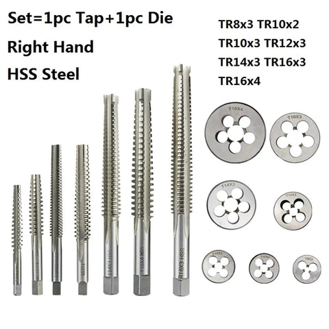 Premium HSS Trapezoidal Tap And Die Set 2 Piece Right Hand Machine Kit For Precision Metalworking Threading Projects With Durable Steel Construction That Slaps And Gets The Job Done Super Fast. TR10x3 HSS steel tap and die set