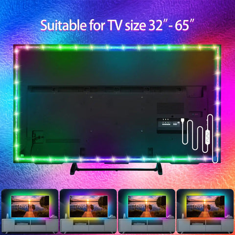 TV Backlight LED Strip Kit For 32 To 75 Inch TVs, 16.4 Foot RGB Ambient Light With App Control and Bluetooth Music Sync