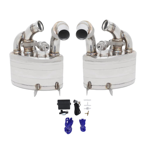 Beefy Exhaust Valved Mufflers For Porsche 911 996 Carrera 1998 2004 With Remote Valve Control Rear Silencers Pair Includes Fittings