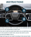 Interior view showing instructions for installing Green Acrylic Crystal Steering Wheel Spinner Knob With Aluminum Power Handle.