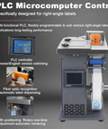 Premium Semi-Automatic Corner Labeling Machine With Digital Touch Screen And Automatic Centering, PLC control panel for label adjustments.