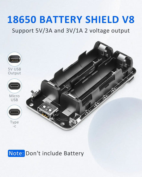 Dual Pack 1865 Battery Holder With Micro Usb Charging Port Built For Li Ion Cells Delivers Solid 5V And 3V Juice for Raspberry Pi.