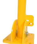 Tough As Nails Ground Mount Heavy Duty Steel Fold Down Bollard Padlock Secured Parking Lot Barrier Yellow galvanized steel base and hinge