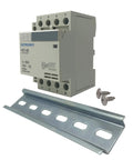 60 Amp 4 Pole Normally Open Contactor With 110 To 120V Coil For Motor Load 40A And Lighting 63A No Frills Plug And Play Slotted Steel Zinc Plated DIN Rail Bundle Kit With 2 Screws
