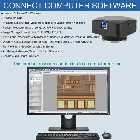 Bright Field And Dark Field Electron Metallographic Microscope With 25MP USB 3 Imaging Camera And Free Pro Grade Image Software For Precise Metallography Analysis connected to computer software