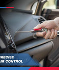 Air Blow Gun Nozzle Kit With Five Interchangeable Nozzles For Compressors, used inside a car for precision cleaning.