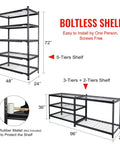 Beefy 5-Tier Adjustable Metal Shelving Unit 48 By 24 By 72 Inches, 4000 Lbs Capacity, Heavy Duty Storage Rack For Garage Or Workshop, Rust Resistant Frame, Easy Assembly And Adjustable Shelf Heights - boltless steel shelf